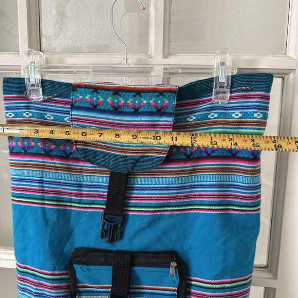 Large Backpack Tribal Striped Lightweight Drawstring Handmade Bag Beach Boho - Picture 10 of 11